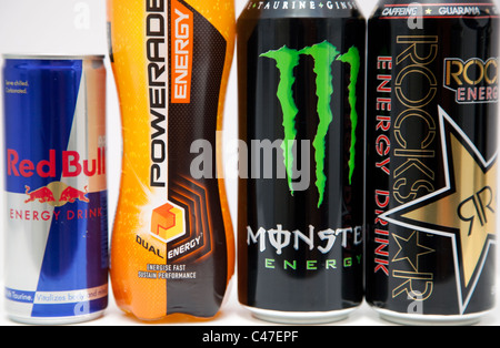 Sports or Energy drinks which some say are unhealthy for children, London Stock Photo