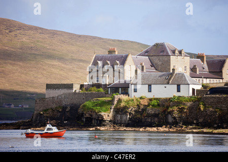 Waterfront buildings on the Knowe with Anderson's Widows Homes overlooking Bressay Sound. Lerwick Shetland Islands Scotland UK British Isles. Stock Photo