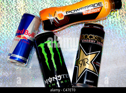 Sports or Energy drinks which some say are unhealthy for children, London Stock Photo