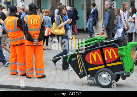 McDonalds Litter Patrol fast food waste litter street cleaners branding corporate responsibility dustcart street cleaning Stock Photo