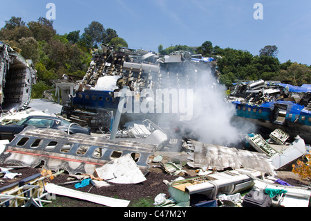 Plane Crash Scene, Universal Studios back lot, Los Angeles, California, USA Stock Photo