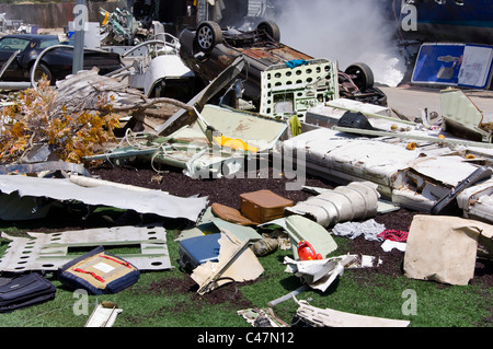 Plane Crash Scene, Universal Studios back lot, Los Angeles, California, USA Stock Photo