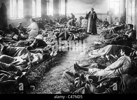 Wounded soldiers at a Russian military hospital , 1915 Stock Photo