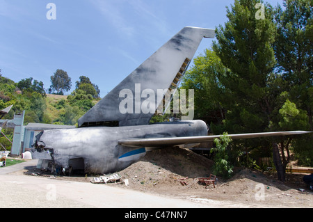 Plane Crash Scene, Universal Studios back lot, Los Angeles, California, USA Stock Photo