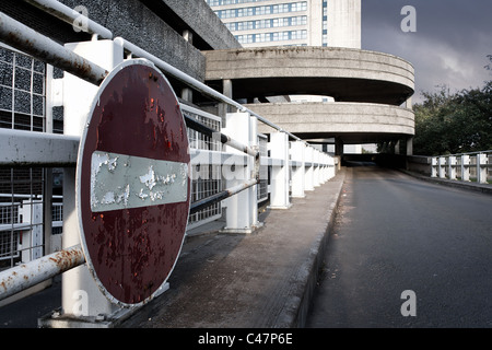 Urban scene including no entry sign within East Kilbride Stock Photo