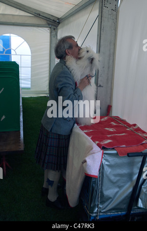 dog and owner at scottish kennel club show Stock Photo