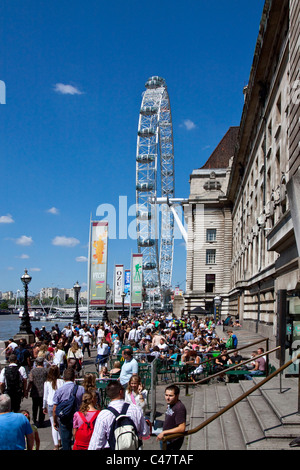 The London Eye on the South Bank of the River Thames in London.  A very popular visitor attraction. Stock Photo
