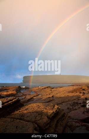 Orkney, Marwick Head with rainbow