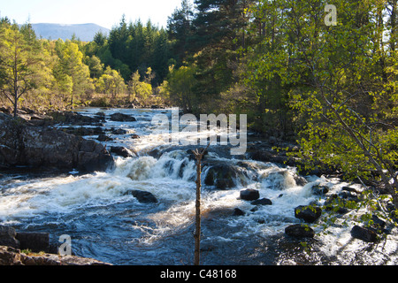 Falls of Tummel, River Tummel, looking to Schiehallion, Pitlochry, Perthshire, Scotland, UK Stock Photo