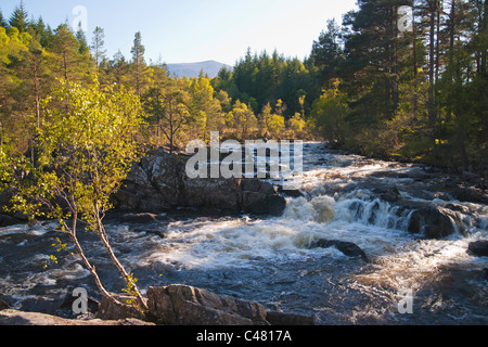 Falls of Tummel, River Tummel, looking to Schiehallion, Pitlochry, Perthshire, Scotland, UK Stock Photo