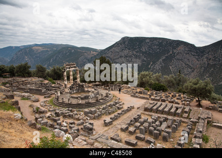 Tholos is a fourth century BC rotunda, Delphi Greece Stock Photo