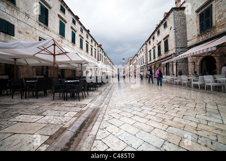 Medieval architecture ot the main street in Dubrovnik, Placa Stradun, Croatia