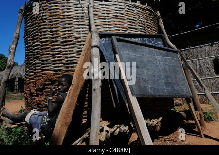 A teenage is seen in a village in Malawi Africa Stock Photo