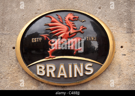 Brains Brewery plaque, Cardiff, South Wales, UK Stock Photo