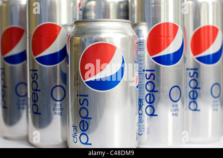 'Skinny' Diet Pepsi cans.  Stock Photo