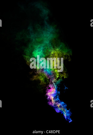 Smoke colored pattern on a black background Stock Photo