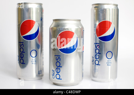 'Skinny' Diet Pepsi cans.  Stock Photo