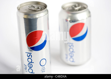 'Skinny' Diet Pepsi cans.  Stock Photo