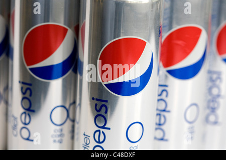 'Skinny' Diet Pepsi cans.  Stock Photo