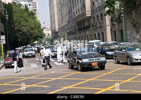 One of the main roads leading to Midan (circle) Tahrir in Cairo which was the center of the protests and demonstrations in 2011. Stock Photo