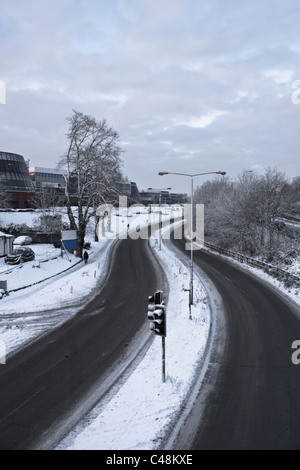 Winding roads in winter. Guildford, Surrey, Great Britain. Stock Photo