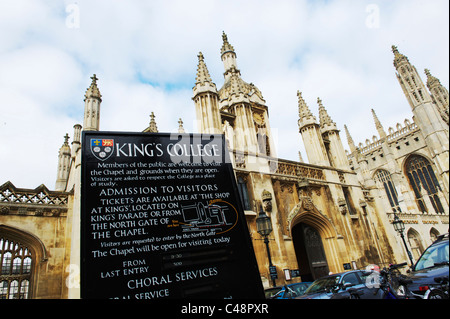 Wide angle view of Kings College Cambridge, UK Stock Photo