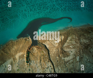 Aerial view of a flood spiling to the Dead sea Stock Photo