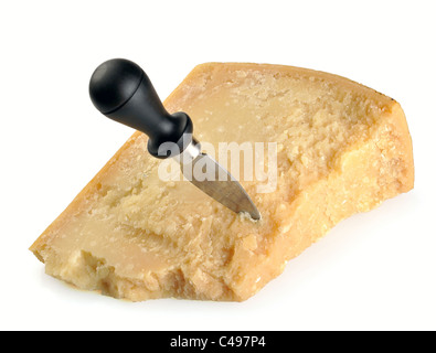 Parmesan cheese with knife Stock Photo