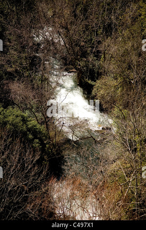 Aerial photograph of the Banias river in the Northern Golan Heights Stock Photo