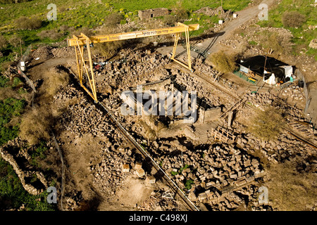 Aerial photograph of the ruins of Oom El Kanatir in the southern Golan Heights Stock Photo