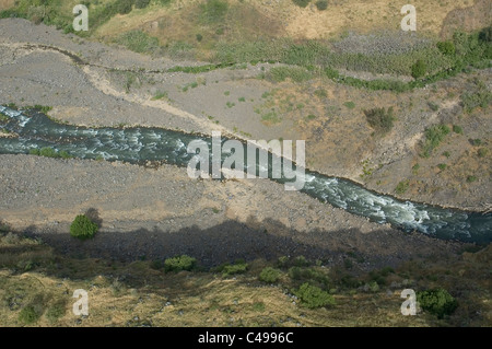 Aerial photograph of the Jordan river in the Golan Heights Stock Photo