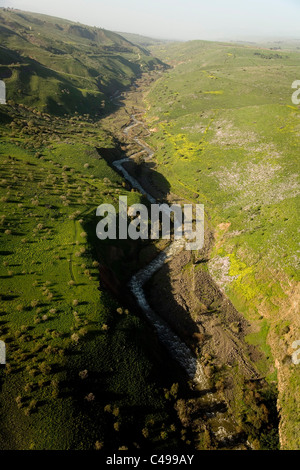 Aerial photograph of the Jordan river in the Golan Heights Stock Photo