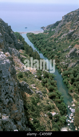 Aerial view of a ravine near Moni Preveli on the Greek island of Crete Stock Photo
