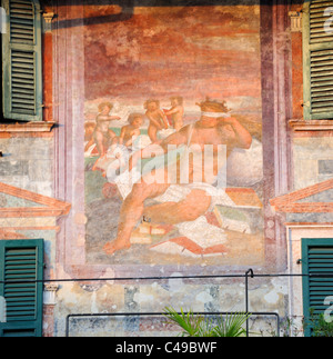 Architectural detail in Verona's Piazza Erbe Stock Photo