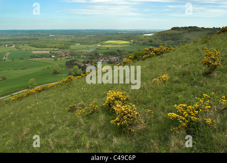 Looking east towards Newtimber Hill from above the village of Poynings in the South Downs National Park. Stock Photo