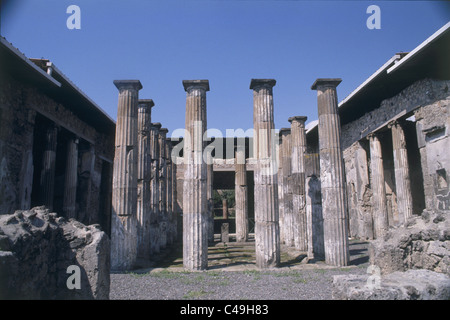 Photograph of the ruins of an ancient Roman temple in Italy Stock Photo