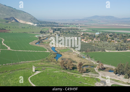 Aerial photograph of kibutz Nir David in the eastern Jezreel valley Stock Photo