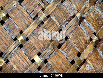 Texture of old wicker birch basket with knots and strong lines Stock Photo