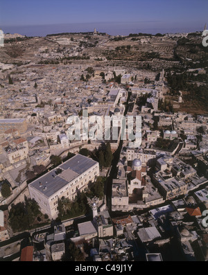 Aerial photograph of Via Dolorosa in the old city of Jerusalem Stock Photo