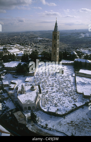 Aerial photograph of the church of Ascension on the mount of Olives at winter Stock Photo