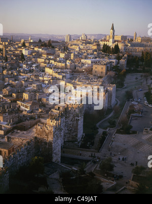 Aerial photograph of the Damascus gate in the old city of Jerusalem Stock Photo
