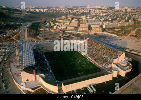 Aerial photograph of a soccer match in the Teddy Satdium in Jerusalem Stock Photo