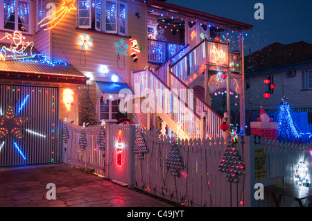 Christmas lights decorating a house, Brisbane, Queensland, Australia