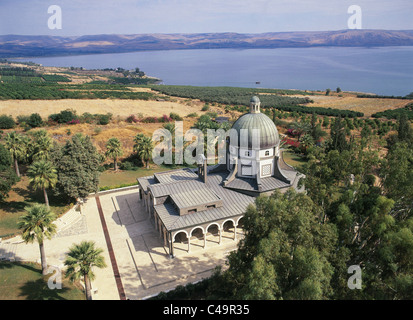 Aerial photograph of the mount of the Beatitudes near the Sea of ...