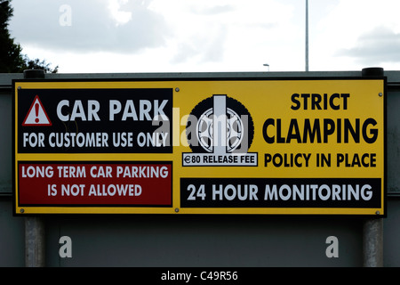 Car park clamping sign, Republic of Ireland Stock Photo