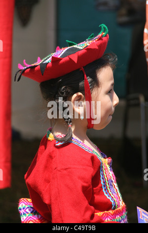 latin american girl wearing traditional costume at event in rome Stock Photo