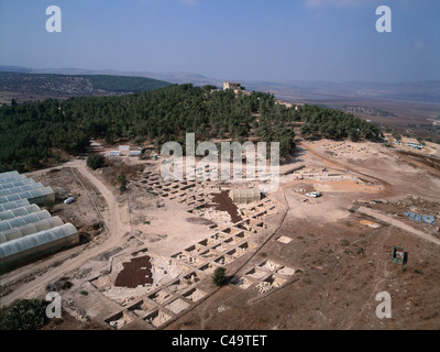 Aerial photograph of the ruins of the roman city of Sepphoris in the Lower Galilee Stock Photo