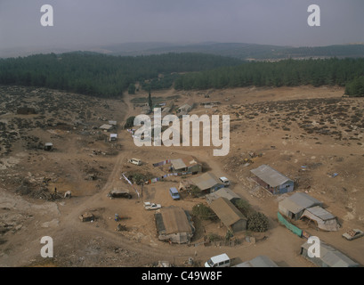 Aerial photograph of the Bedouin village near Lahav forest in the northern Negev desert Stock Photo