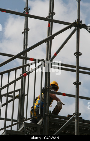 worker on scaffolding in italy Stock Photo