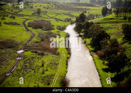 Aerial photograph of the Jordan River in the Upper Galilee Stock Photo